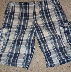 Mens plaid cargo shorts